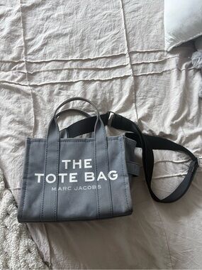 Marc Jacobs Gray Canvas 'The Tote Bag' with Black Strap